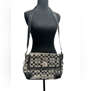 Vintage Coach Black and Gray Signature SoHo flap bag